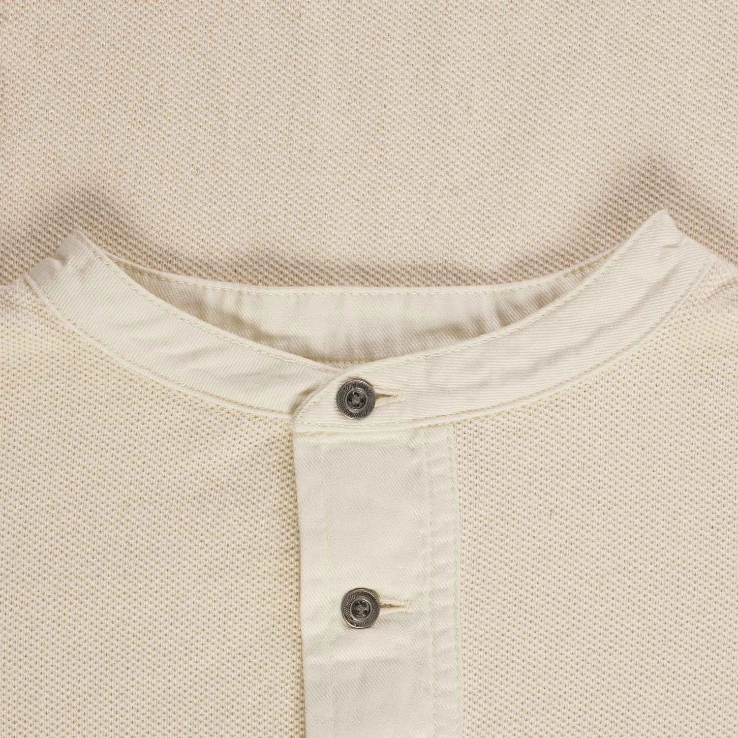 Nigel Cabourn Henley Long Sleeve Shirt - Ivory 2 Nigel Cabourn Henley Long Sleeve Shirt - Ivory - Image 2
