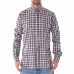 None Of The Above Check Shirt - Navy/Brown