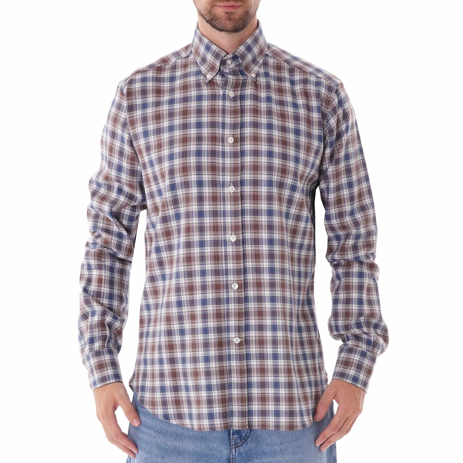 None Of The Above Check Shirt - Navy/Brown 1 None Of The Above Check Shirt - Navy/Brown