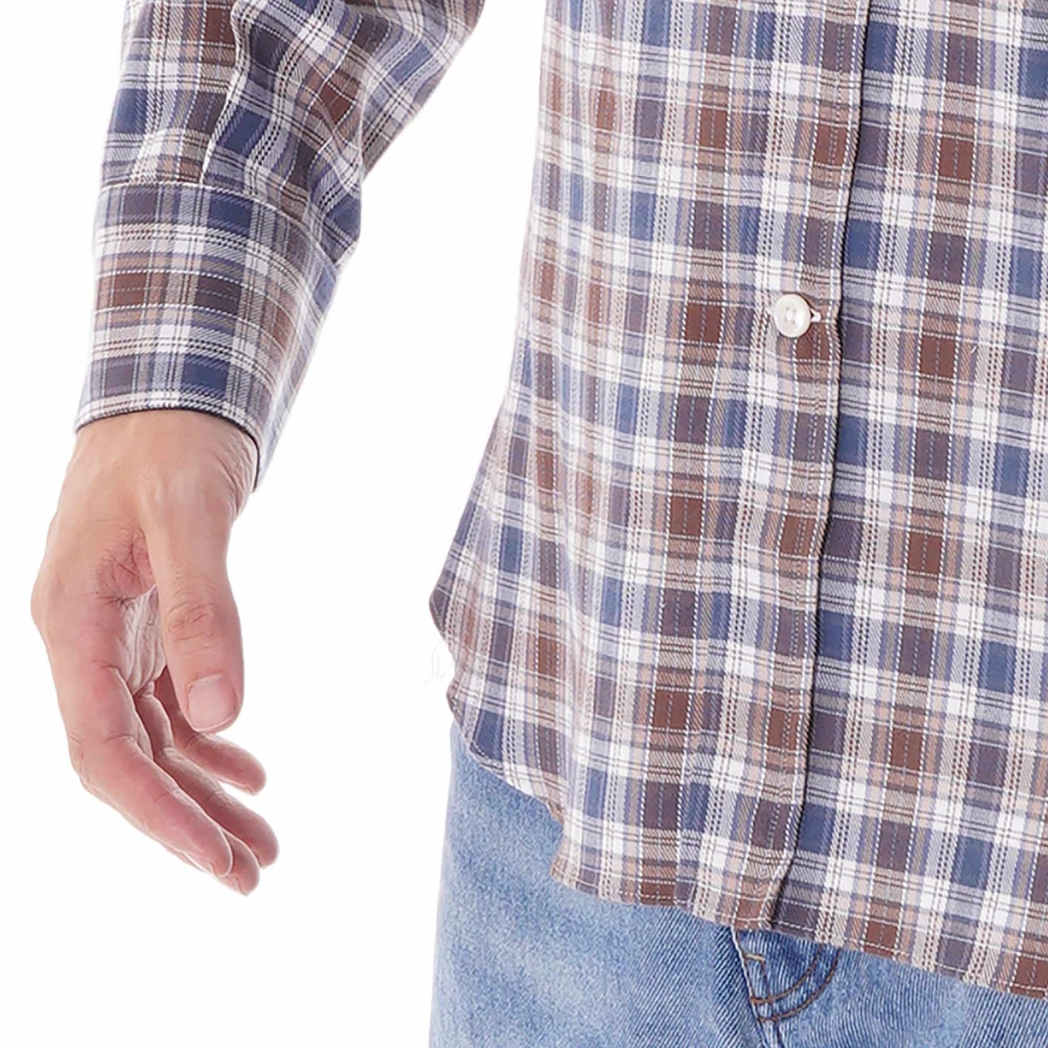 None Of The Above Check Shirt - Navy/Brown 2 None Of The Above Check Shirt - Navy/Brown - Image 2