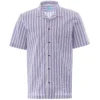 None Of The Above Made In Italy Stripe Short Sleeve Shirt - White/Navy