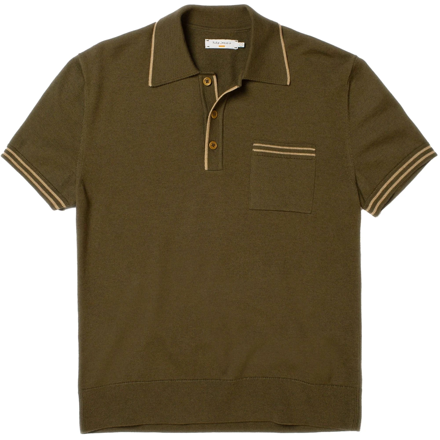 Nudie Jeans Frippe Polo Club Shirt - Olive 1 Nudie Jeans Frippe Polo Club Shirt - Olive
