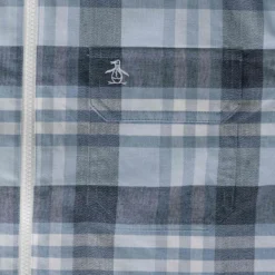 Original Penguin Plaid Stretch Zip Shirt - Cerulean -Lacoste Cloth Shop original penguin plaid stretch zip shirt cerulean p55479 815298 image