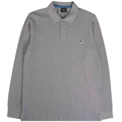 Paul Smith Long-Sleeve Zebra Logo Polo Shirt - Grey
