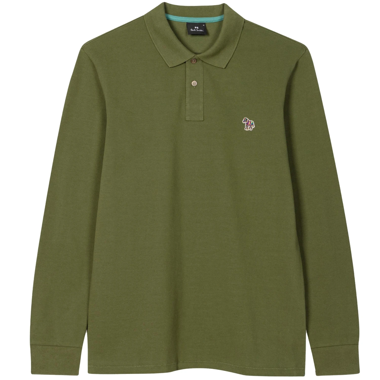 Paul Smith Long-Sleeve Zebra Logo Polo Shirt - Military Green 1 Paul Smith Long-Sleeve Zebra Logo Polo Shirt - Military Green