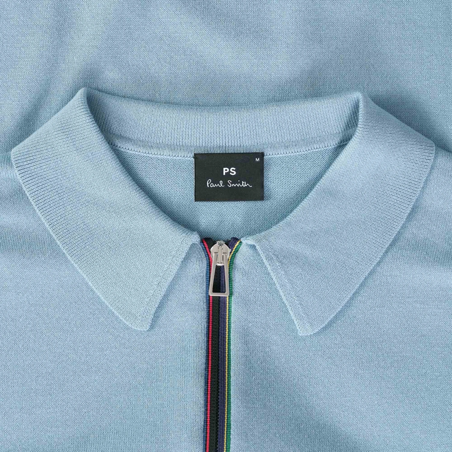 Paul Smith Short Sleeve Zipped Polo Shirt - Light Blue 2 Paul Smith Short Sleeve Zipped Polo Shirt - Light Blue - Image 2