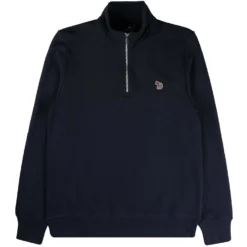 Paul Smith Zebra Logo Zip-Neck Sweatshirt - Dark Navy