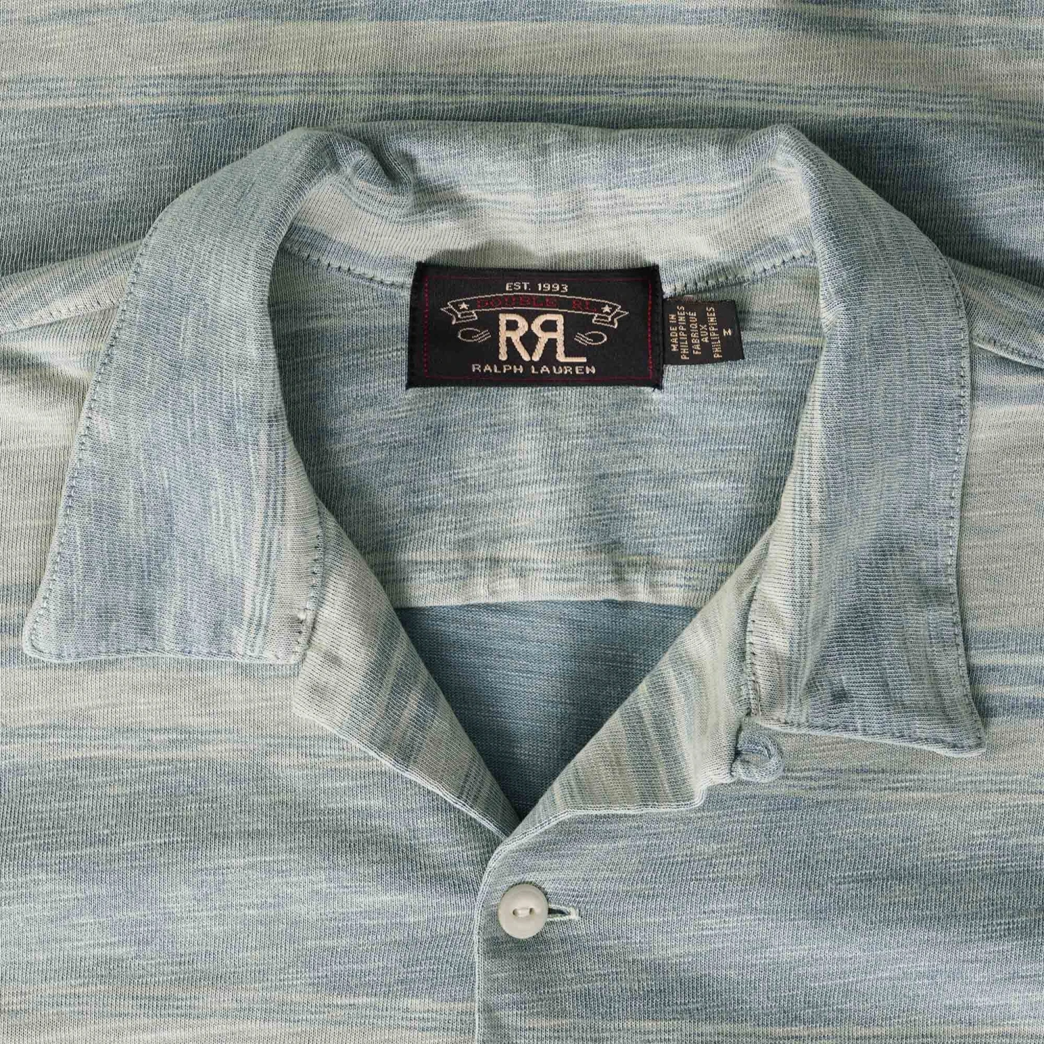 RRL By Ralph Lauren Striped Jersey Camp Shirt - Indigo/Cream 2 RRL By Ralph Lauren Striped Jersey Camp Shirt - Indigo/Cream - Image 2