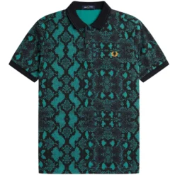 Fred Perry Snake Print Fred Perry Shirt - Deep Mint