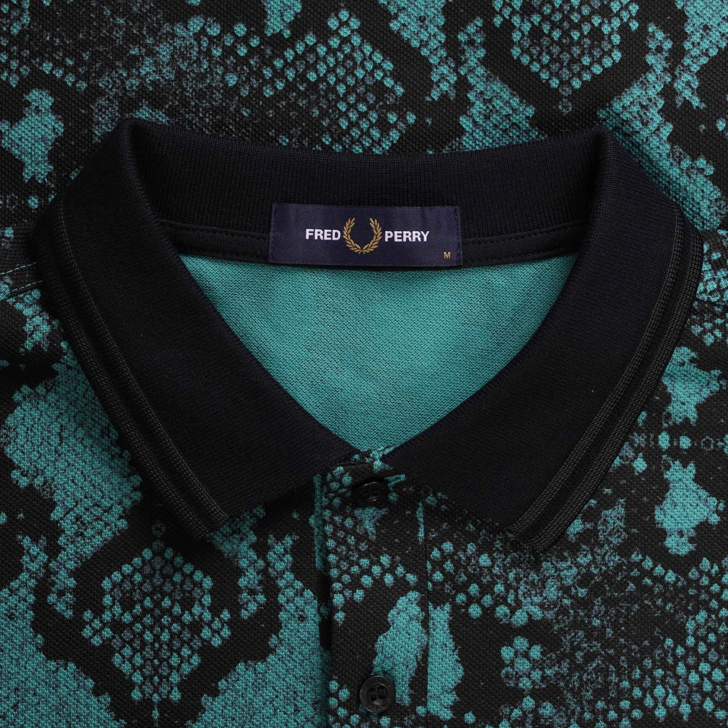 Fred Perry Snake Print Fred Perry Shirt - Deep Mint 2 Fred Perry Snake Print Fred Perry Shirt - Deep Mint - Image 2