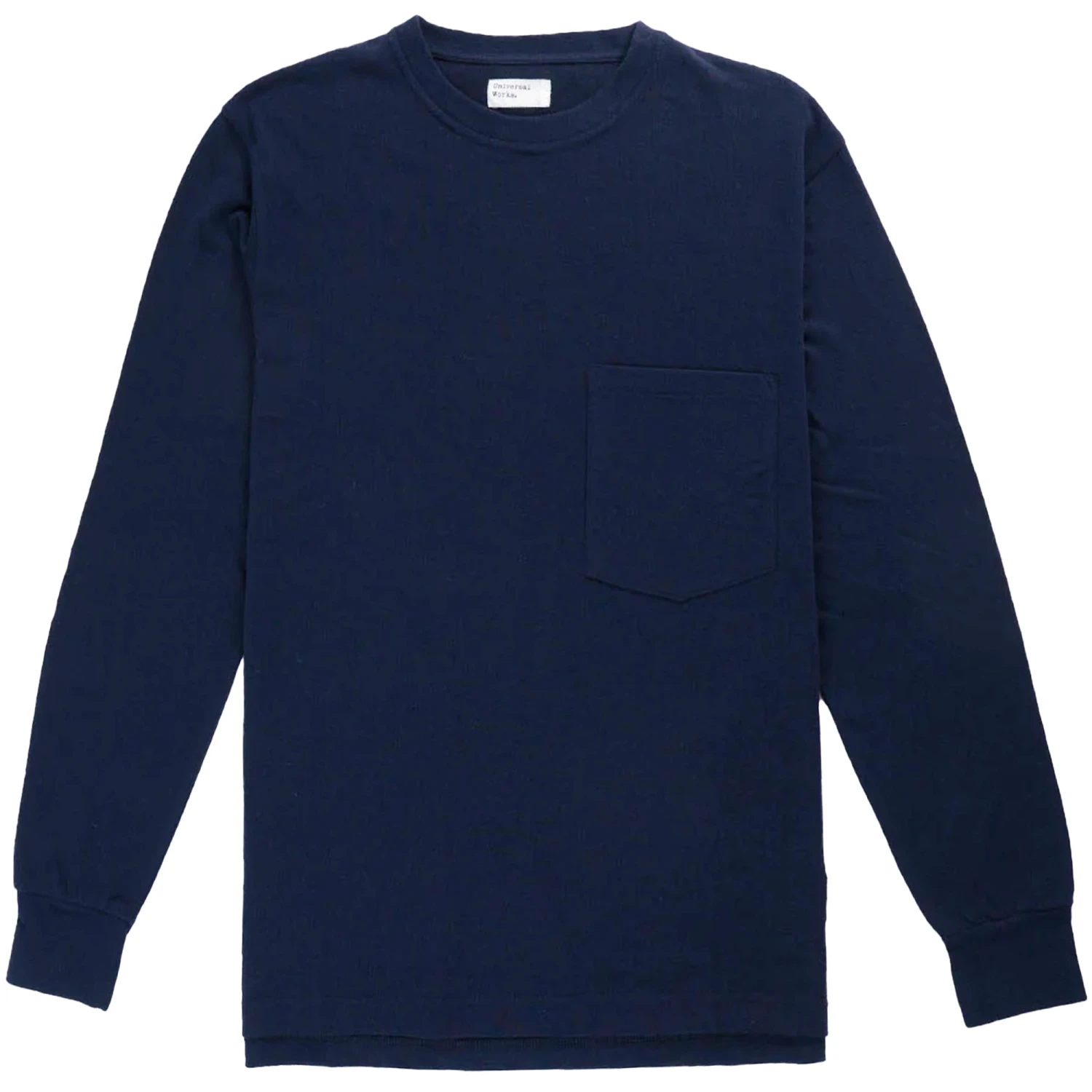 Universal Works Long Sleeve Pocket T-Shirt - Navy 1 Universal Works Long Sleeve Pocket T-Shirt - Navy